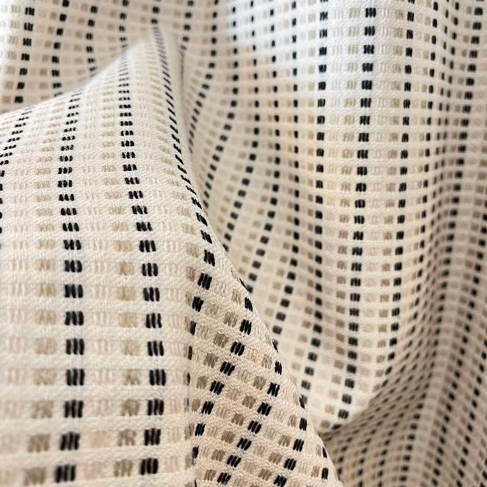 Elio Stripe Woven Textured Linen Curtains