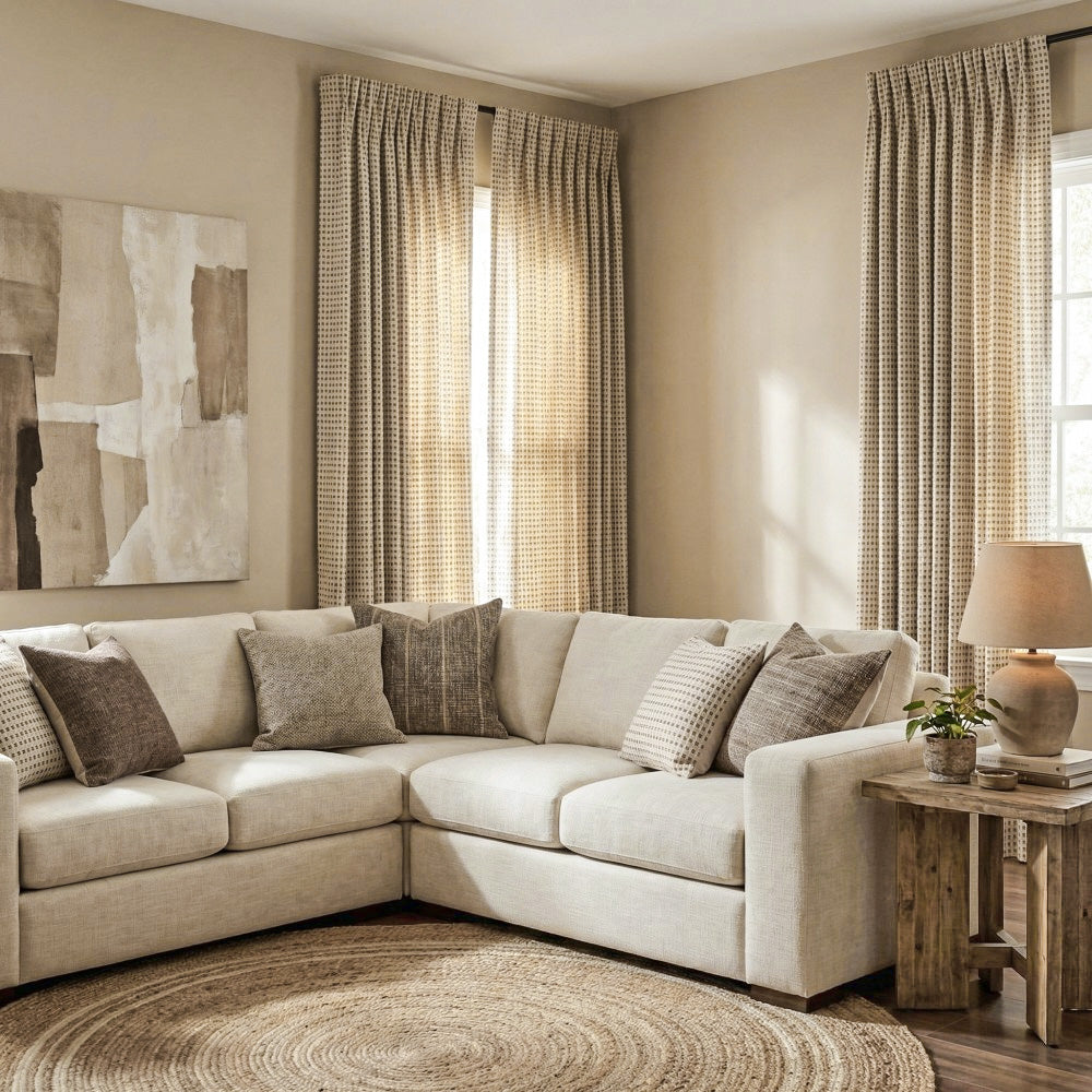 Elio Stripe Woven Textured Linen Curtains