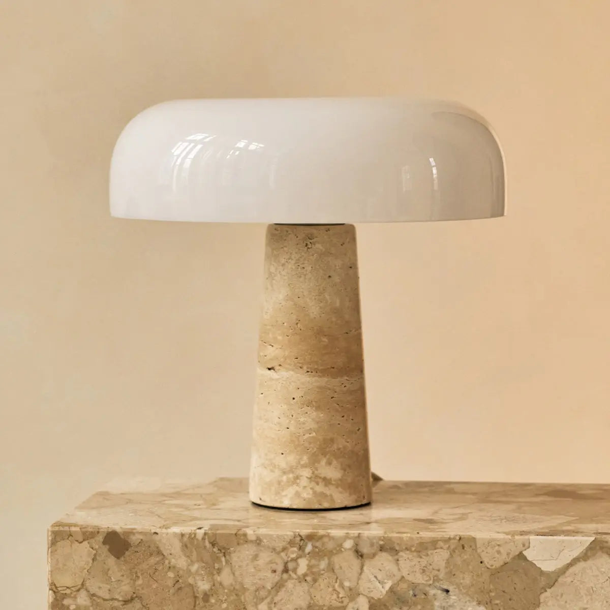 Emily Travertine Lamp – Elegant Handmade Design with Glass Shade-0