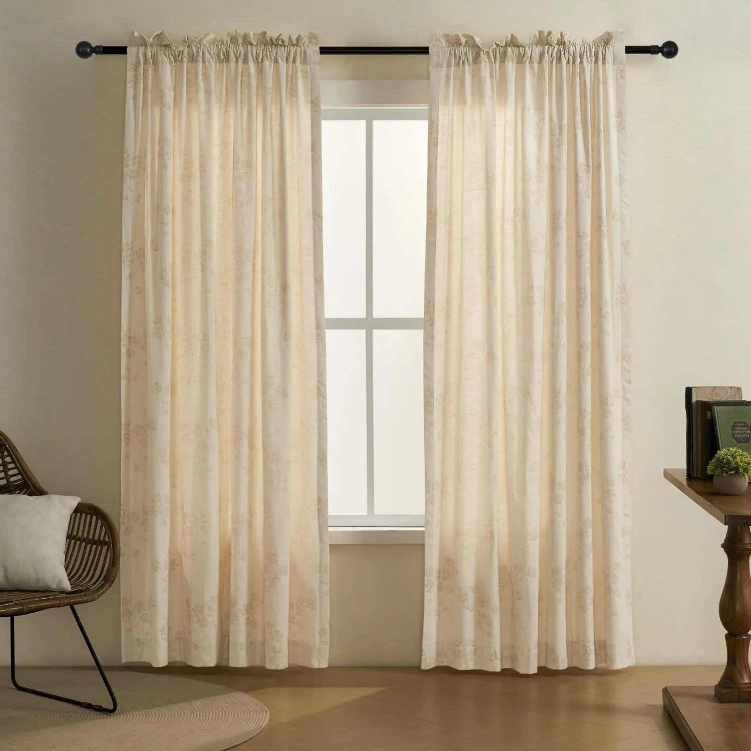 Erin Delicate Floral Linen Cotton Curtains