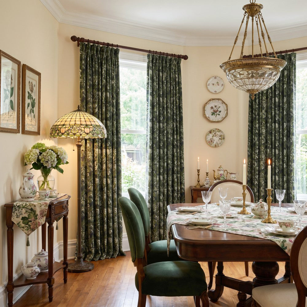 Esmeralda Moody Botanical Jacquard Curtains
