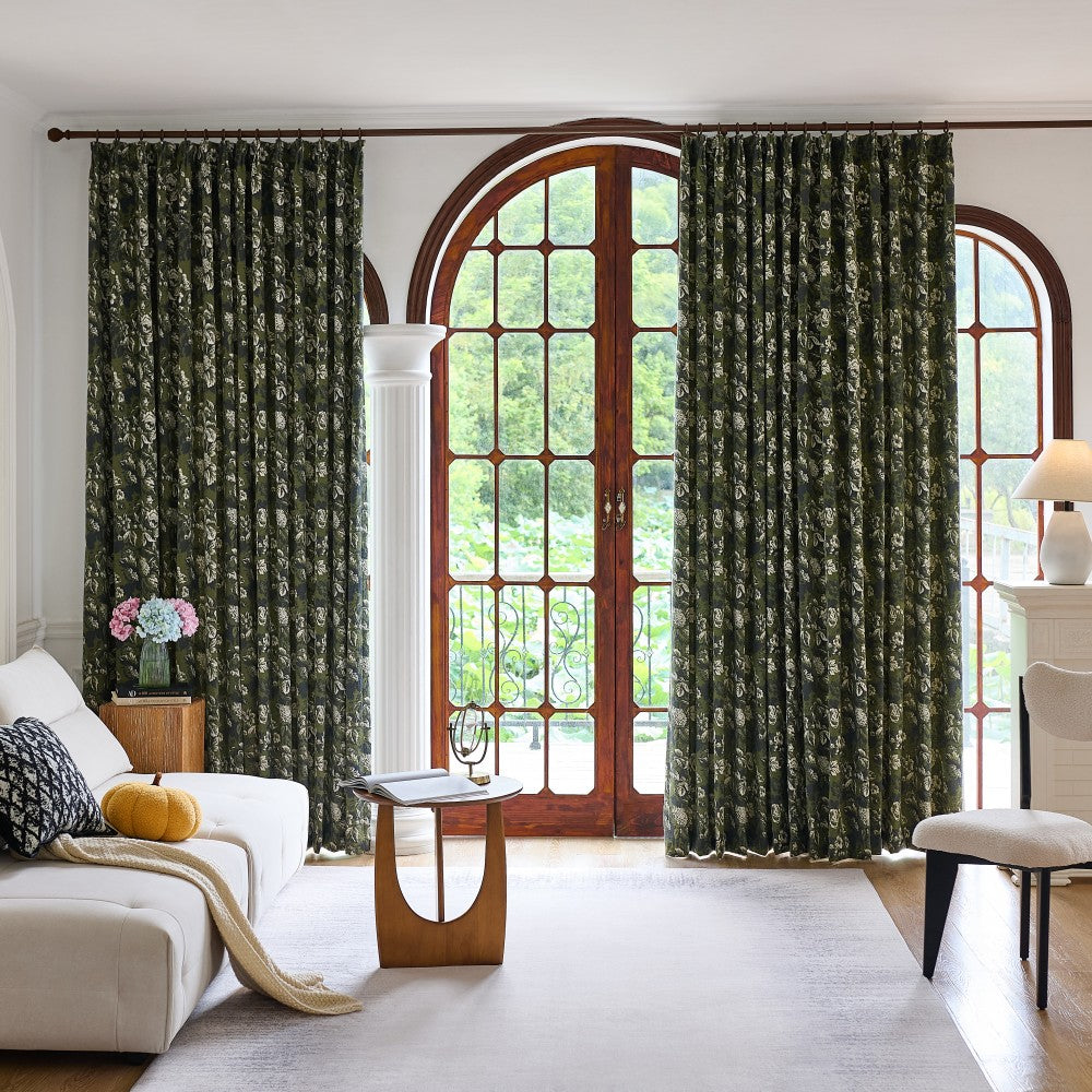 Esmeralda Moody Botanical Jacquard Curtains