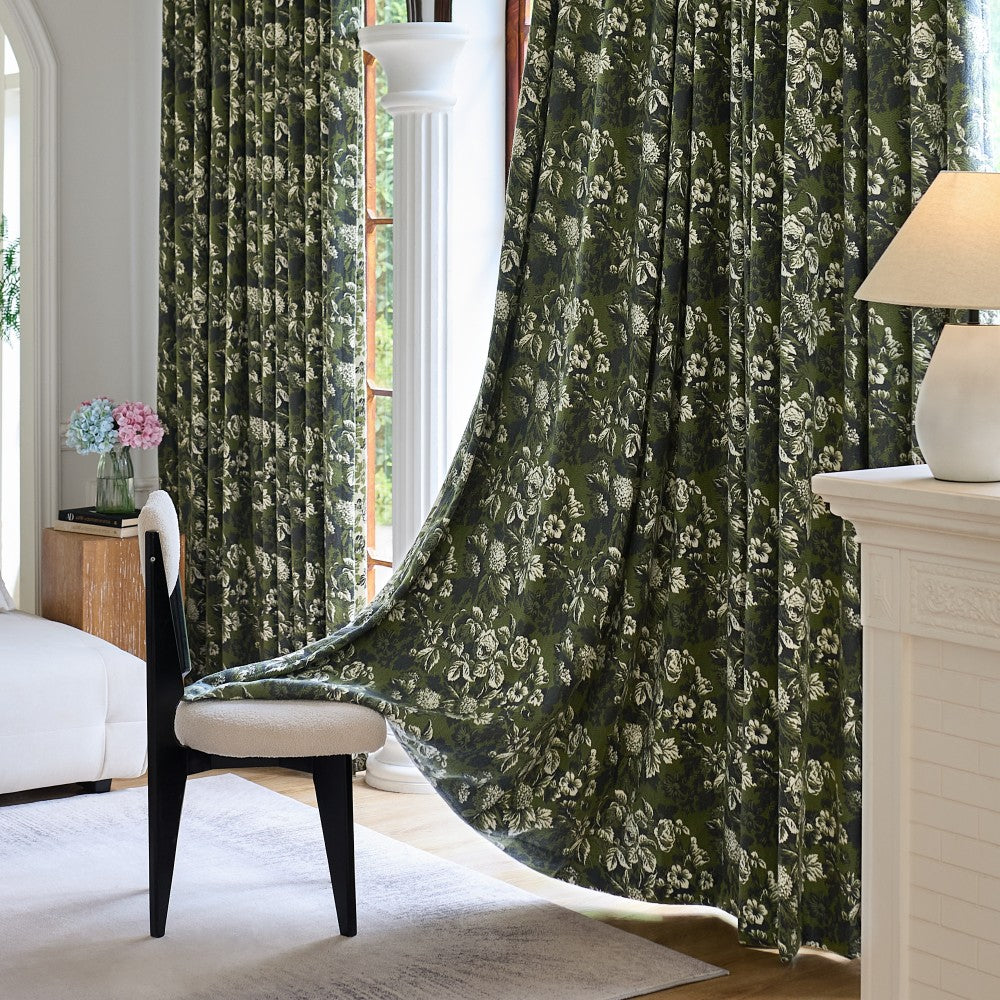 Esmeralda Moody Botanical Jacquard Curtains