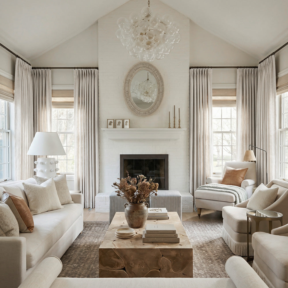 Evan Soft Linen Blend Herringbone Textured Curtains
