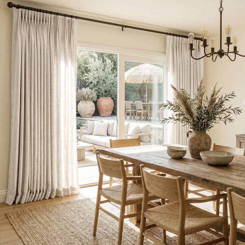 Evan Soft Linen Blend Herringbone Textured Curtains