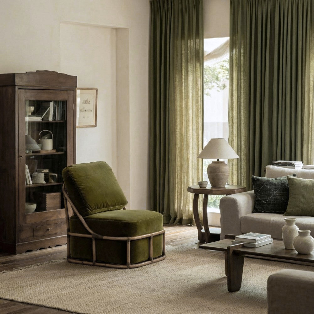 Evan Soft Linen Blend Herringbone Textured Curtains