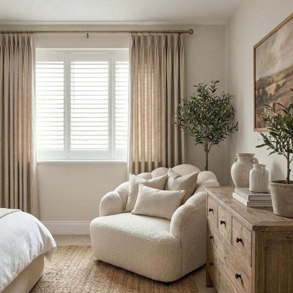Evan Soft Linen Blend Herringbone Textured Curtains