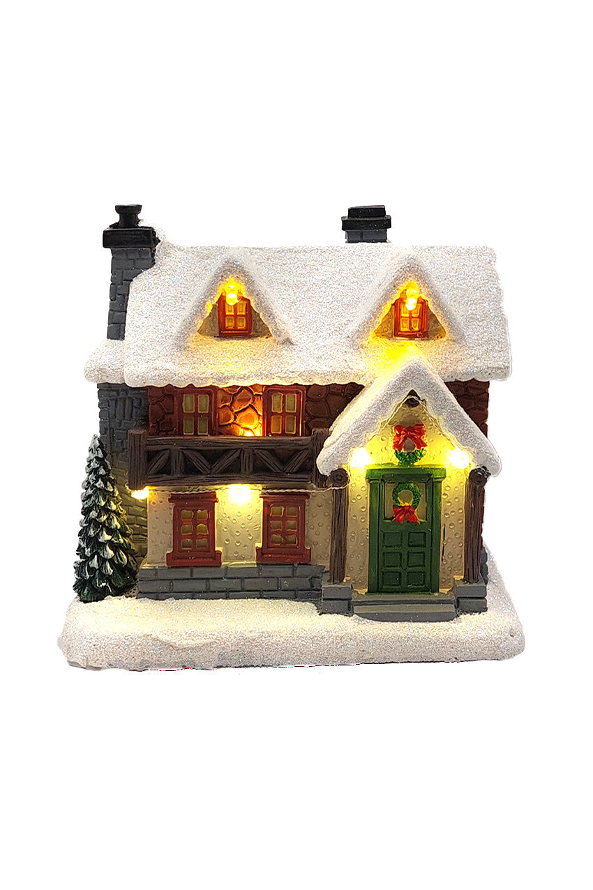 Christmas Cabin with Lights - Christmas Village Collection by Wizardi F07-N6-1B-1