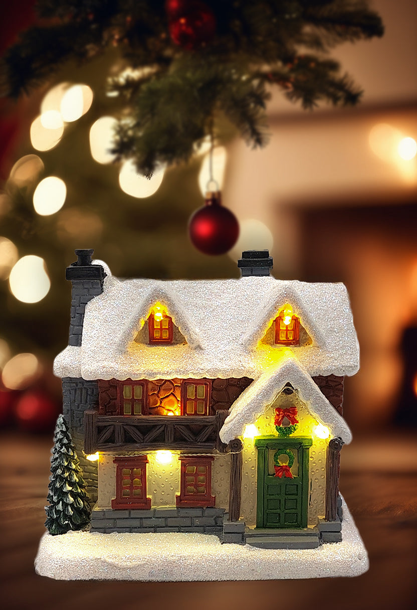 Christmas Cabin with Lights - Christmas Village Collection by Wizardi F07-N6-1B-0