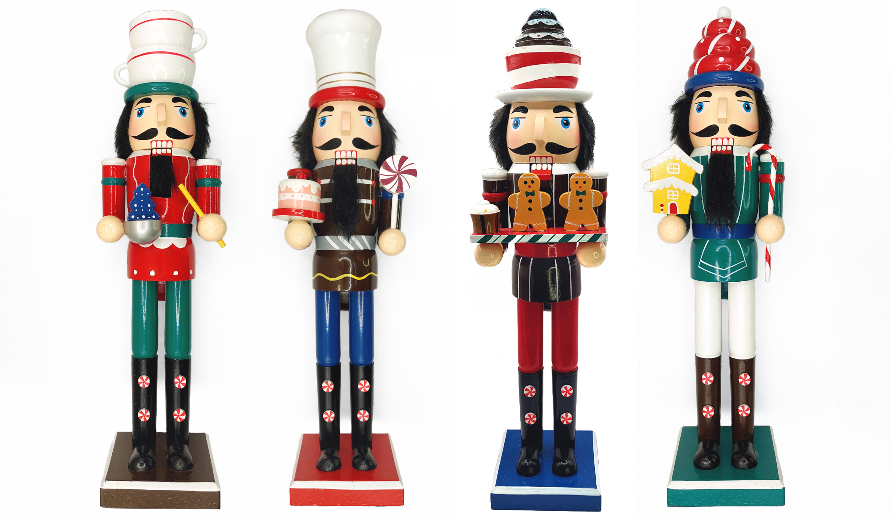 Christmas Nutcracker with the Christmas Tree. Wizardi Classic Wooden Festive Decoration F07M14-41-N01058A-1