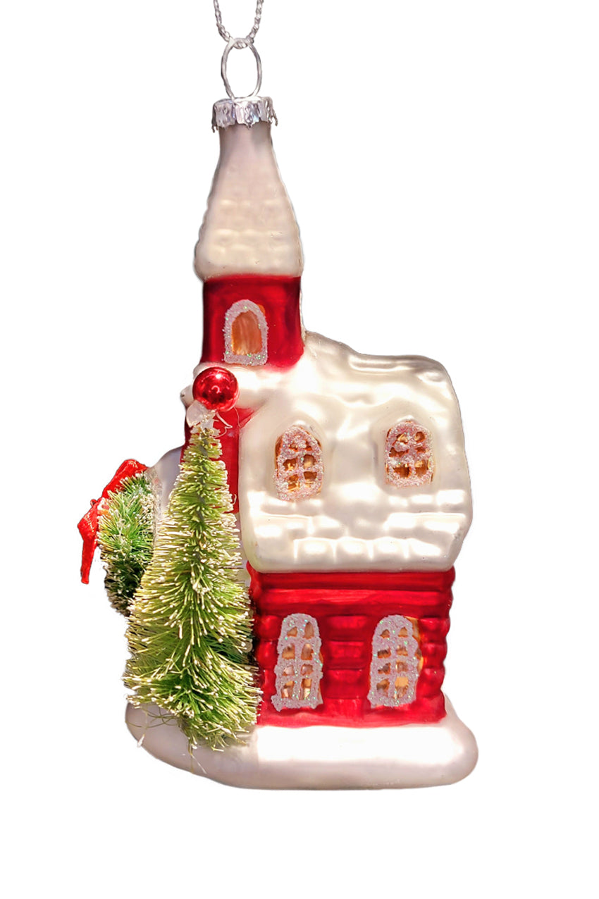 Christmas Glass Ornament - Christmas Church by Wizardi F07M3-25 HB-SY25378-3