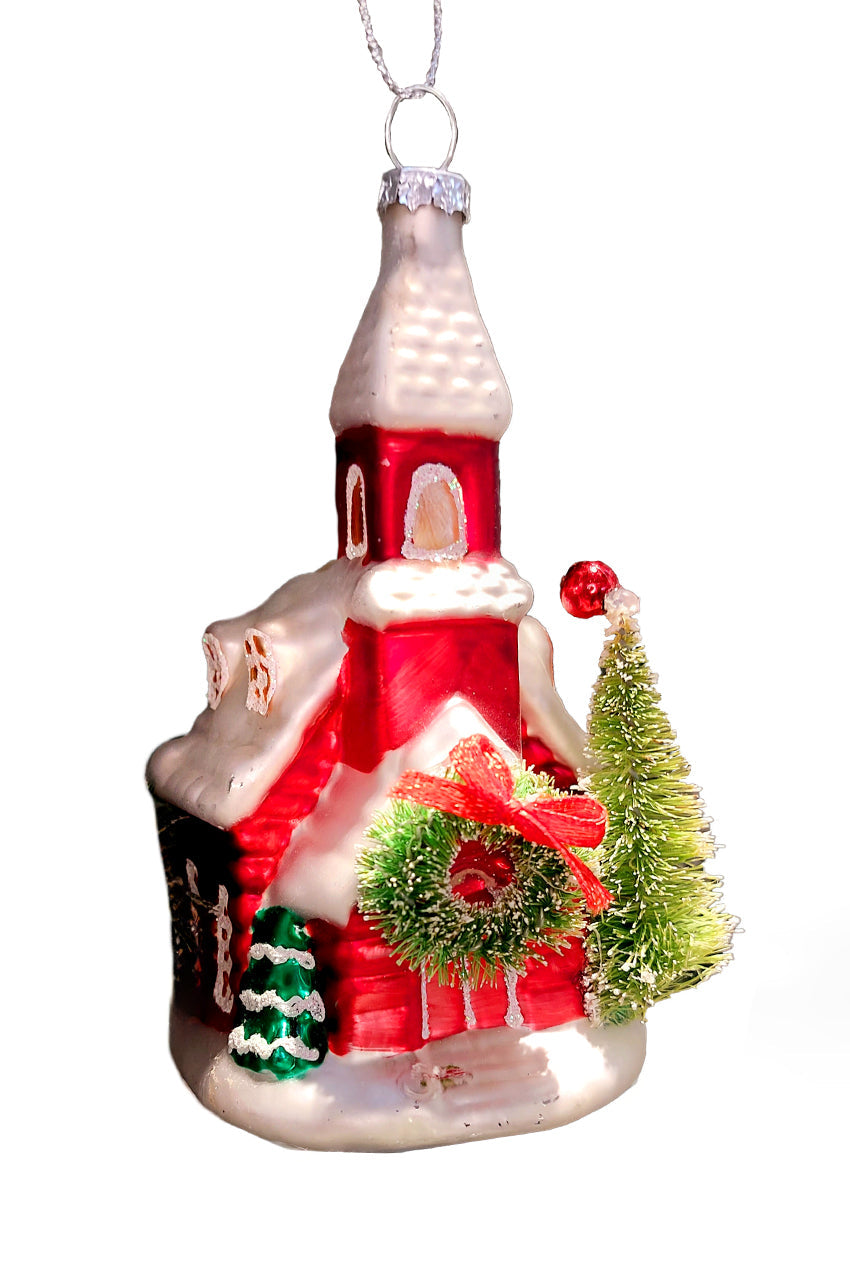 Christmas Glass Ornament - Christmas Church by Wizardi F07M3-25 HB-SY25378-2