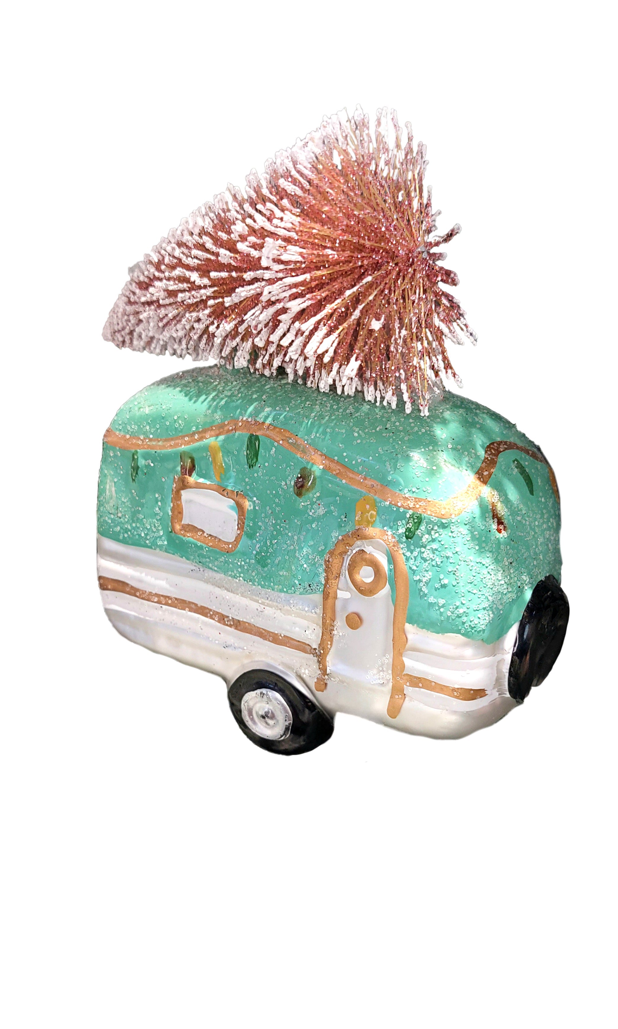 Christmas Glass Ornament - Retro Christmas Camper by Wizardi F07M3-46 HB-SY25162-2