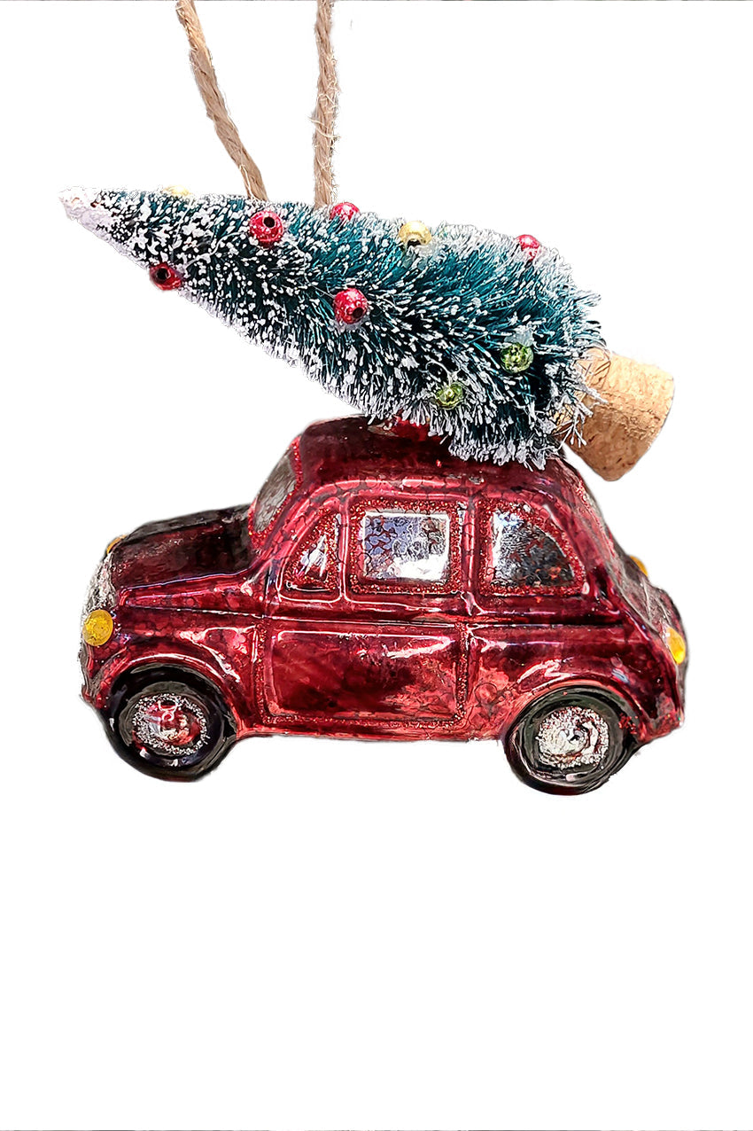 Christmas Glass Ornament - Car with Christmas Tree by Wizardi F07M3-9 HB-SY25266-2