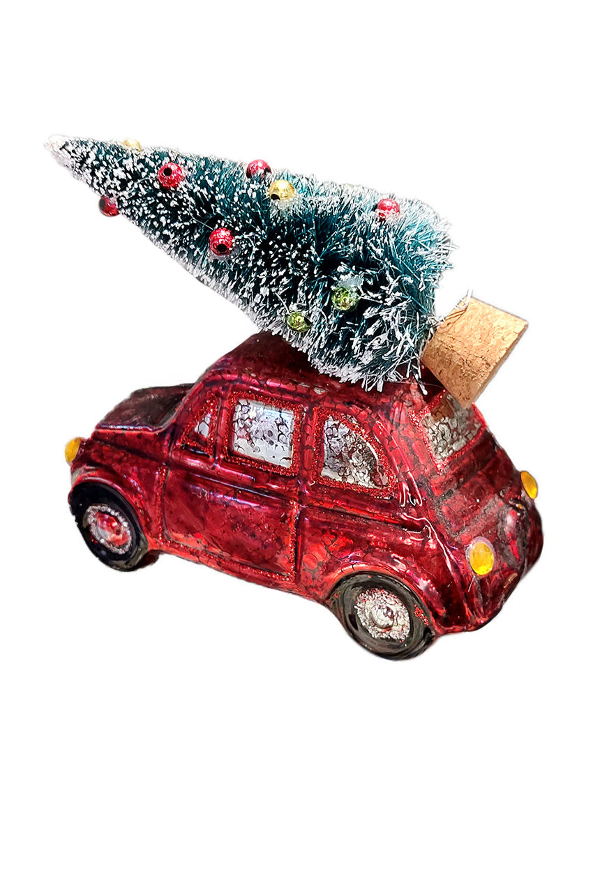 Christmas Glass Ornament - Car with Christmas Tree by Wizardi F07M3-9 HB-SY25266-3