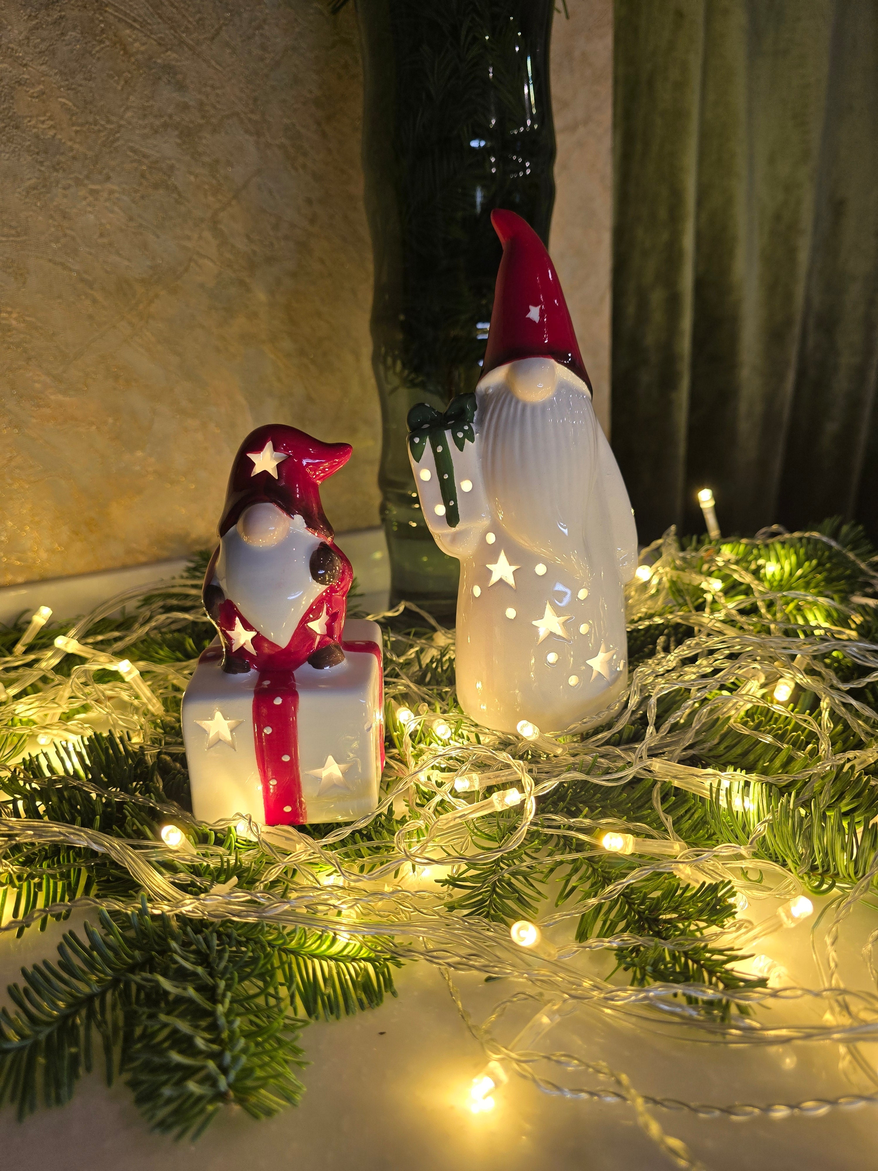 Christmas Ceramic Ornament - Christmas Gift with Gnome by Wizardi F07N7-8-4