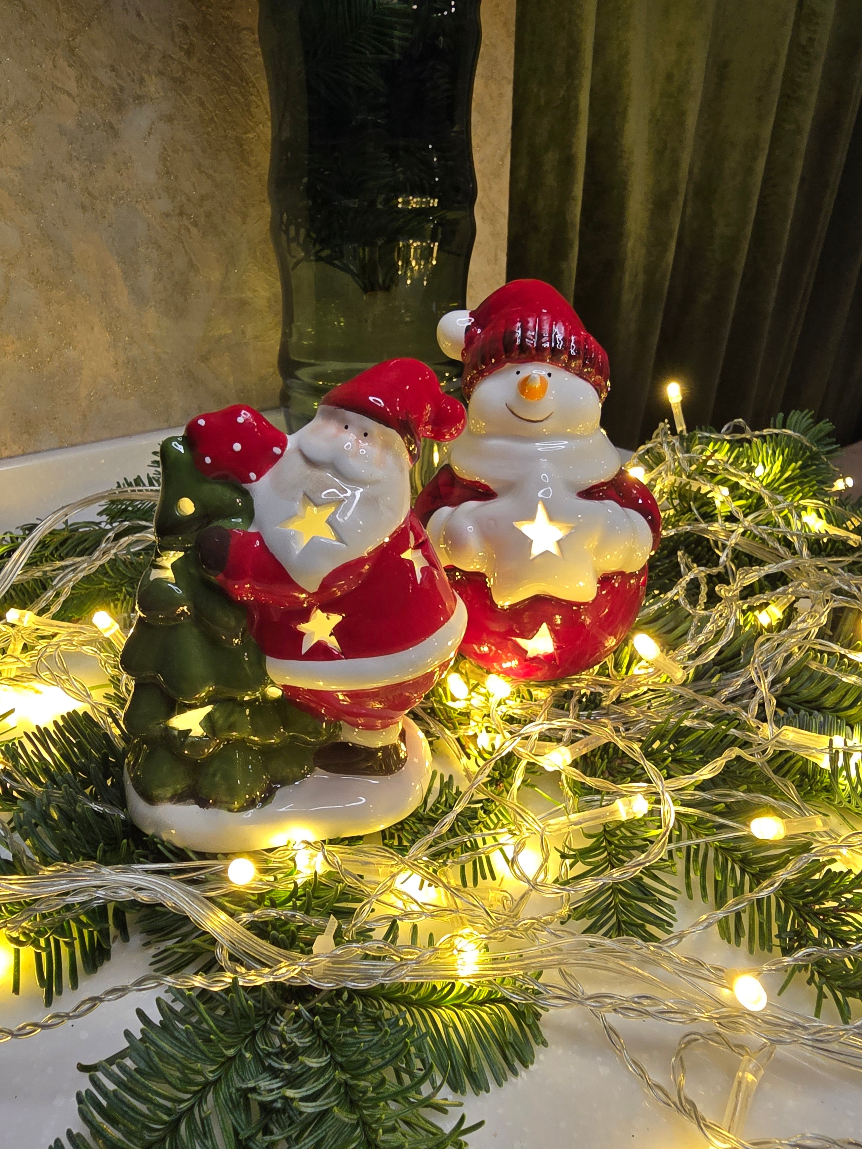 Christmas Ceramic Ornament - Santa with Christmas Tree by Wizardi F07N7-7-4