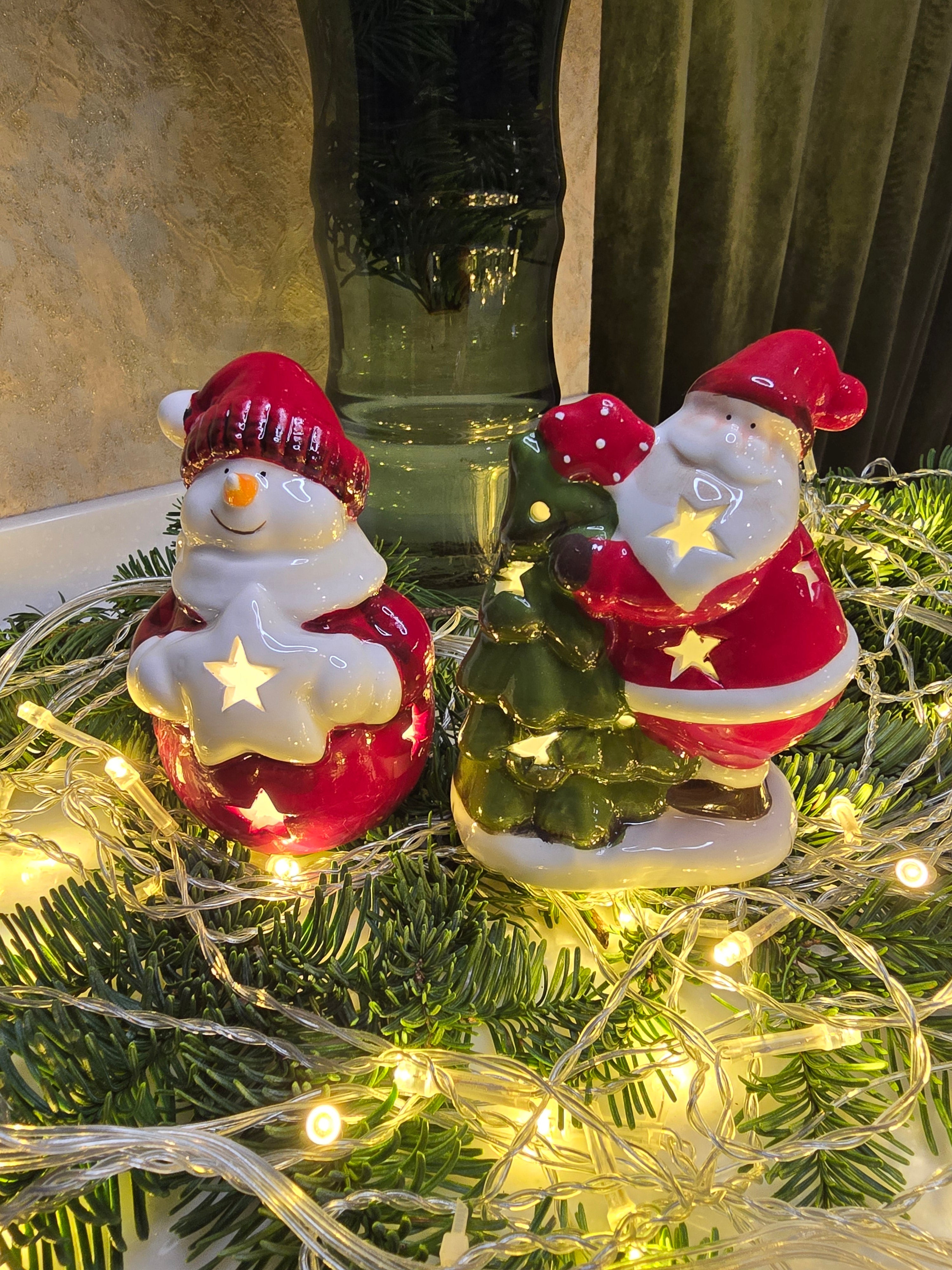 Christmas Ceramic Ornament - Santa with Christmas Tree by Wizardi F07N7-7-3