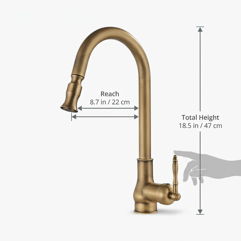 Antique Brass Kitchen Faucet Adjustable Modern Sink Tap