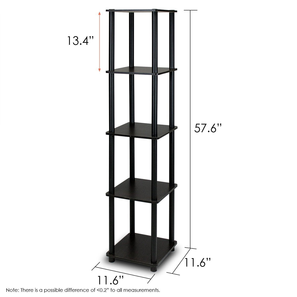 5-Tier Square Corner Display Shelf Bookcase in Espresso/Black-1