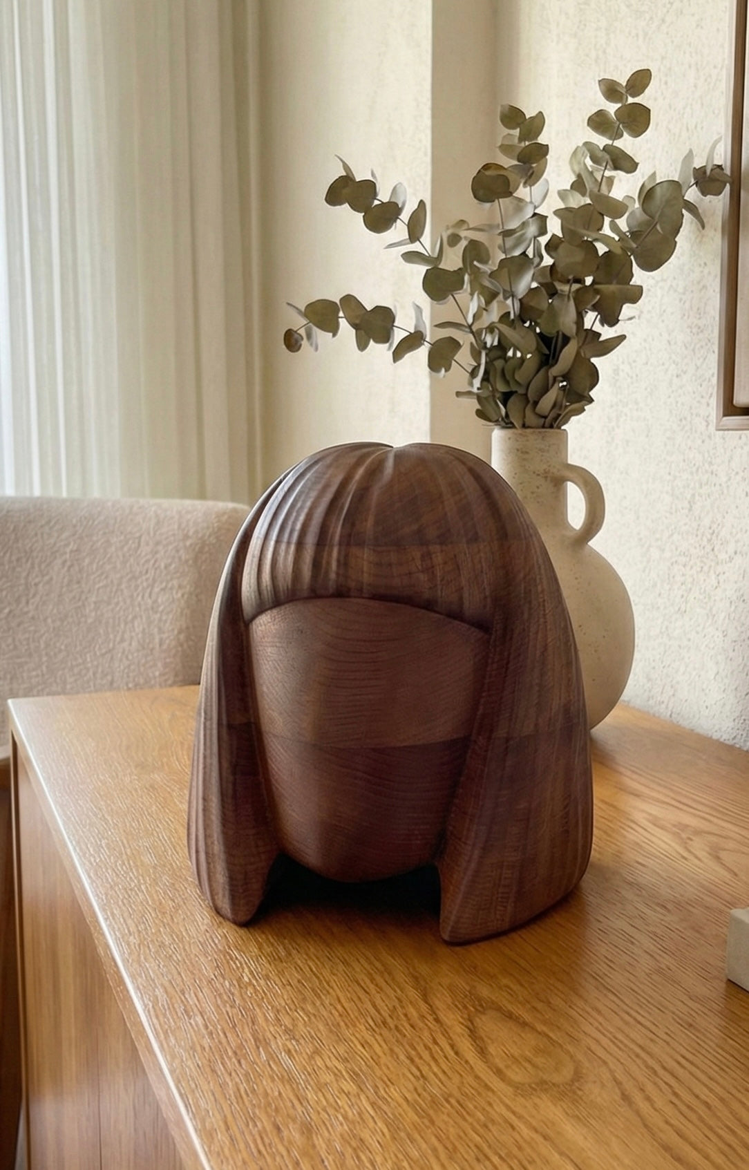 Wooden Women Head Sculpture