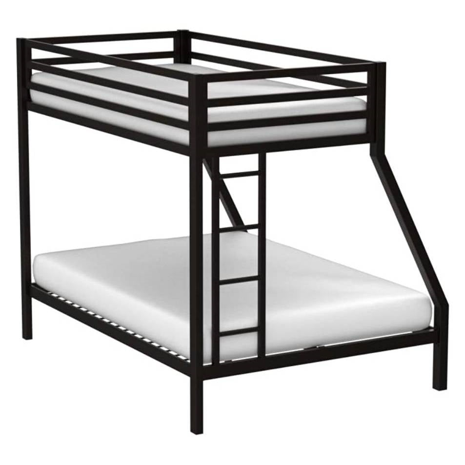 Twin over Full Modern Metal Bunk Bed in Matte Black Finish-0