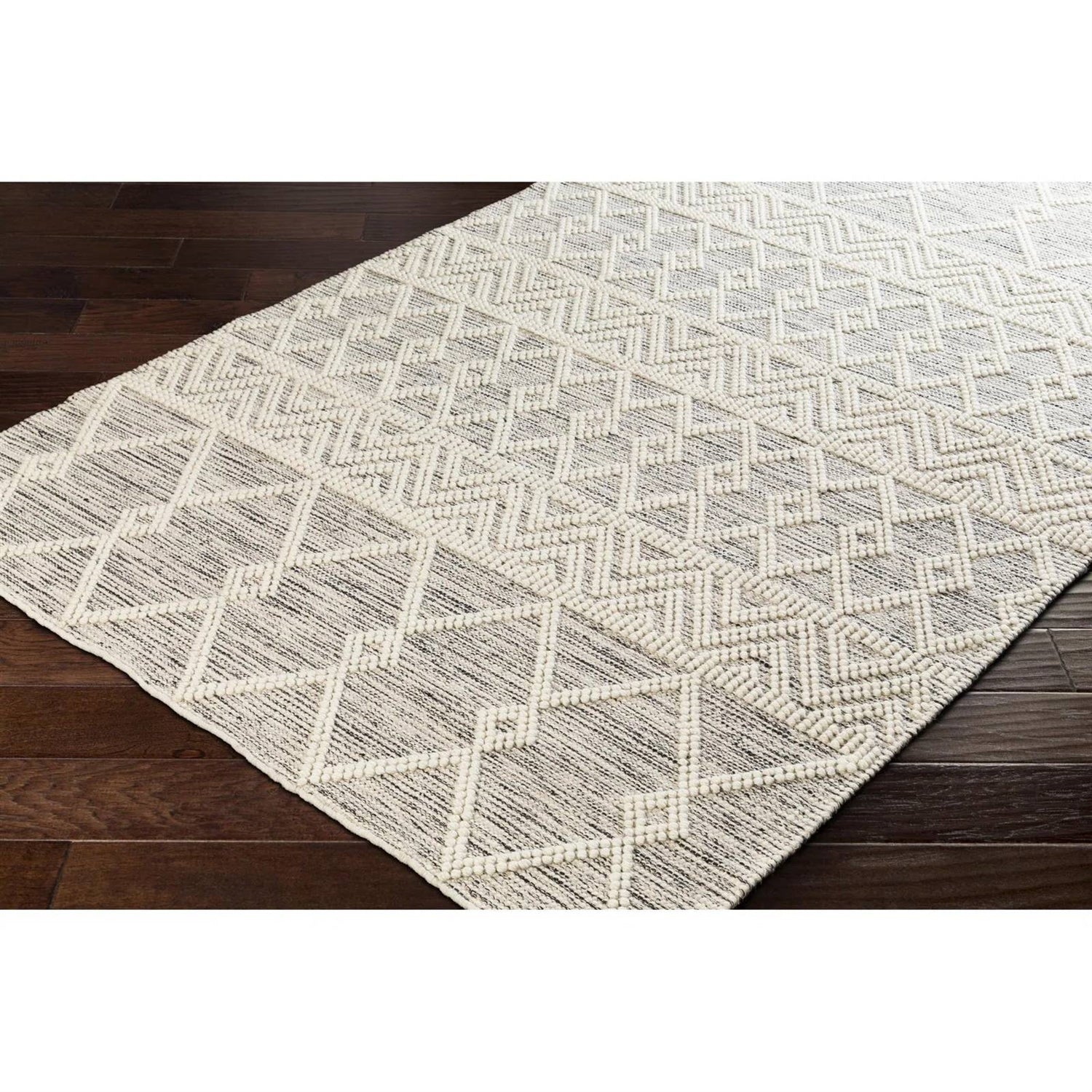 5-ft. x 7.5-ft. Hand Woven Wool Blend Grey Beige Ivory Persian Style Area Rug-2