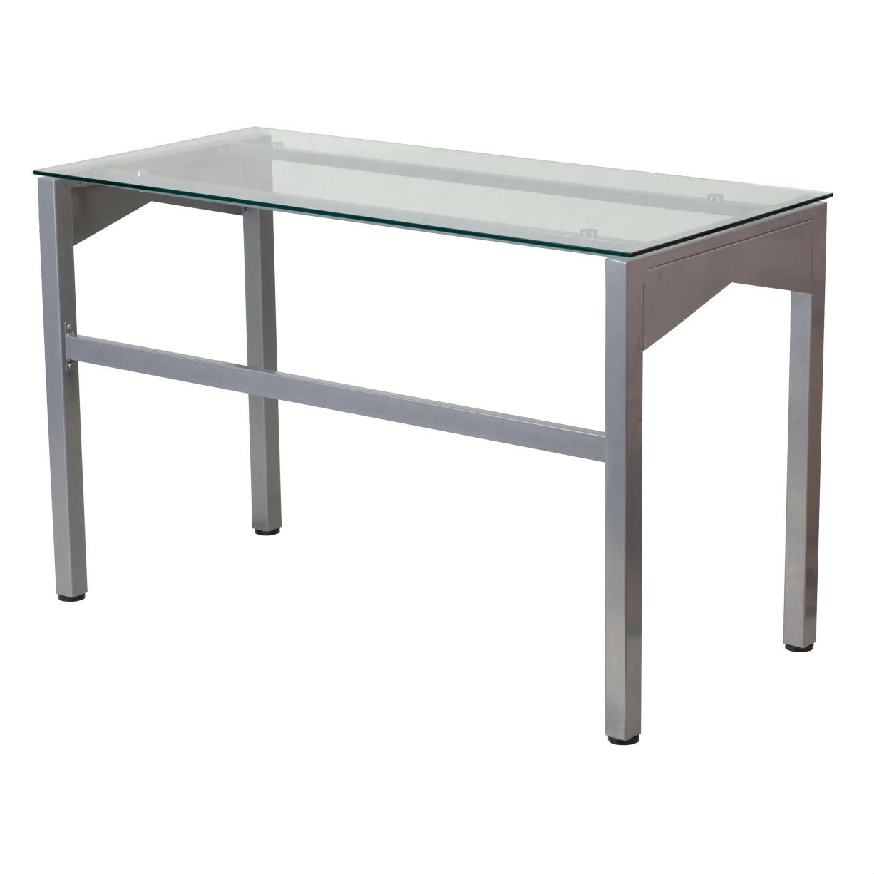 Rectangular Writing Table Office Desk with Clear Tempered Glass Surface-1