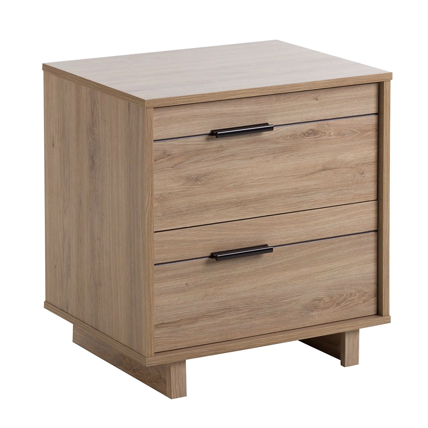 Modern 2-Drawer End Table Nightstand in Light Oak Wood Finish-0