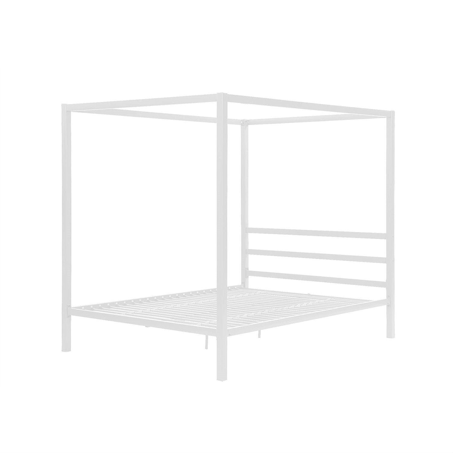 Full size Modern White Metal Canopy Bed Frame-1