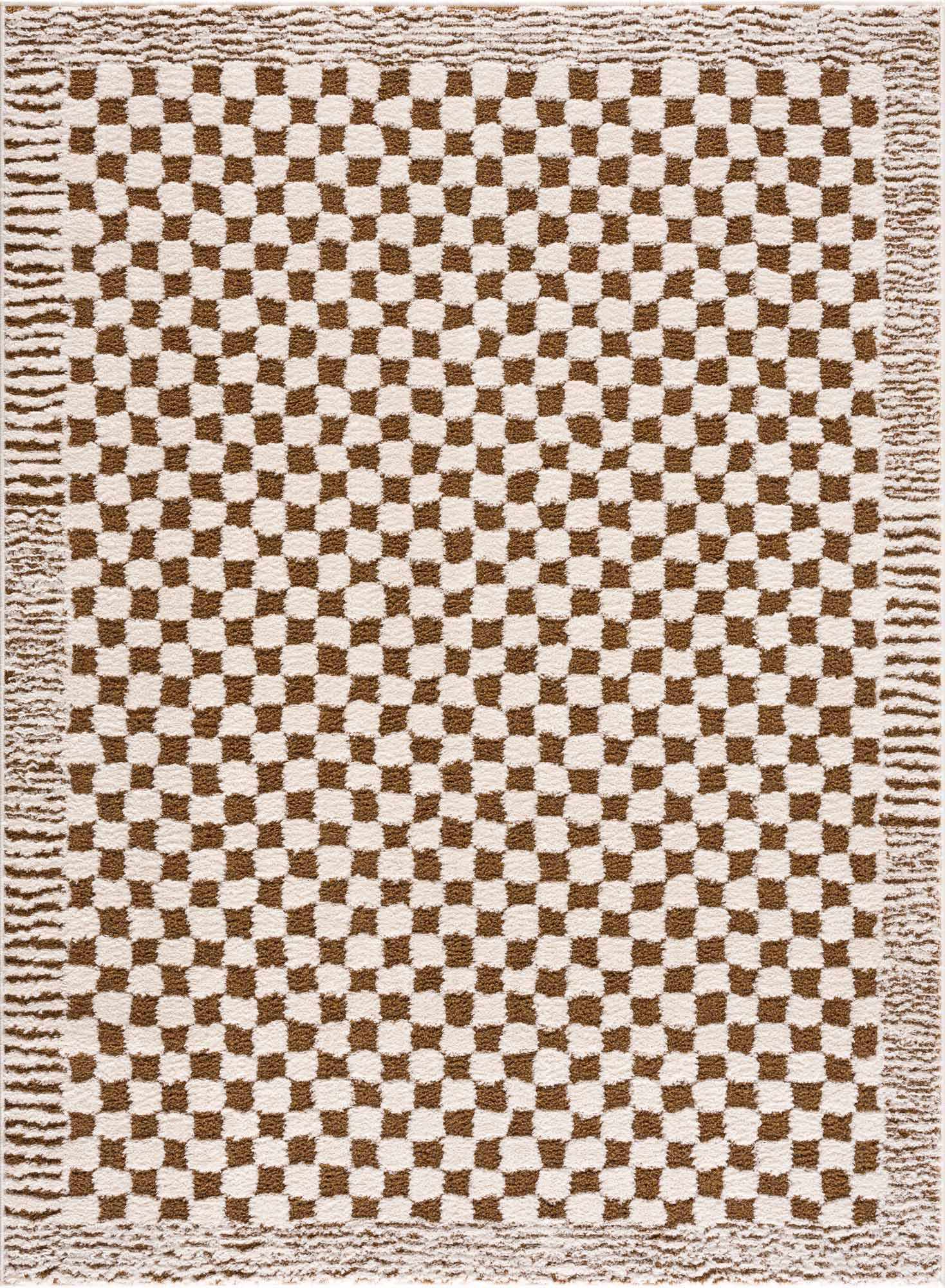 Leryn Brown & White Checkered Area Rug