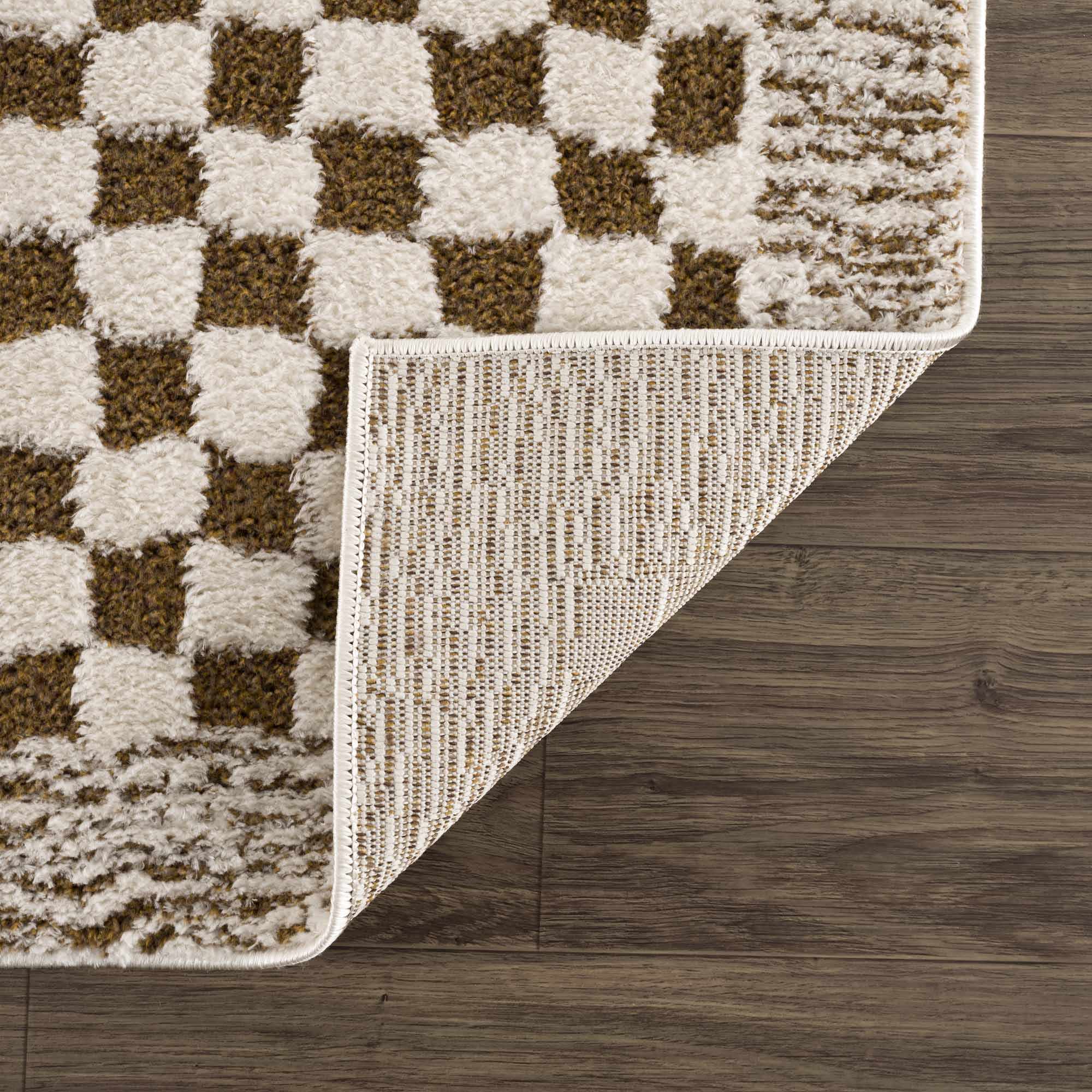 Leryn Brown & White Checkered Area Rug