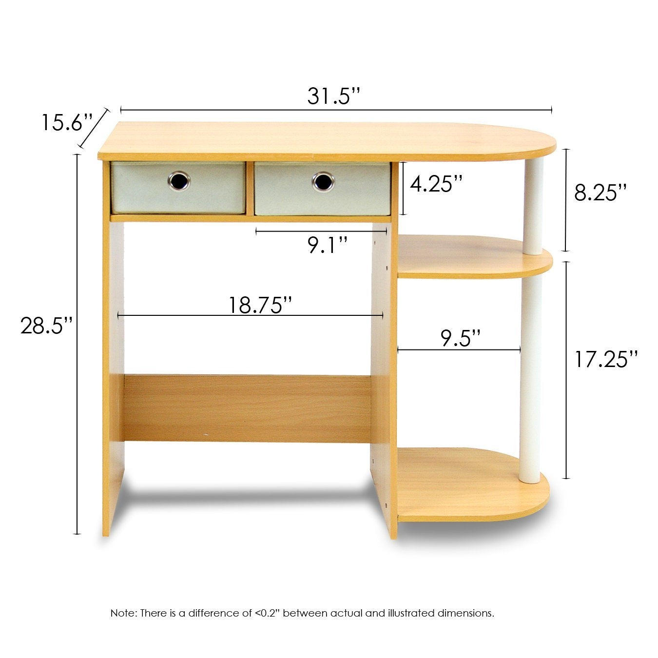 Home Office Laptop Computer Desk Table in Beech Ivory-1