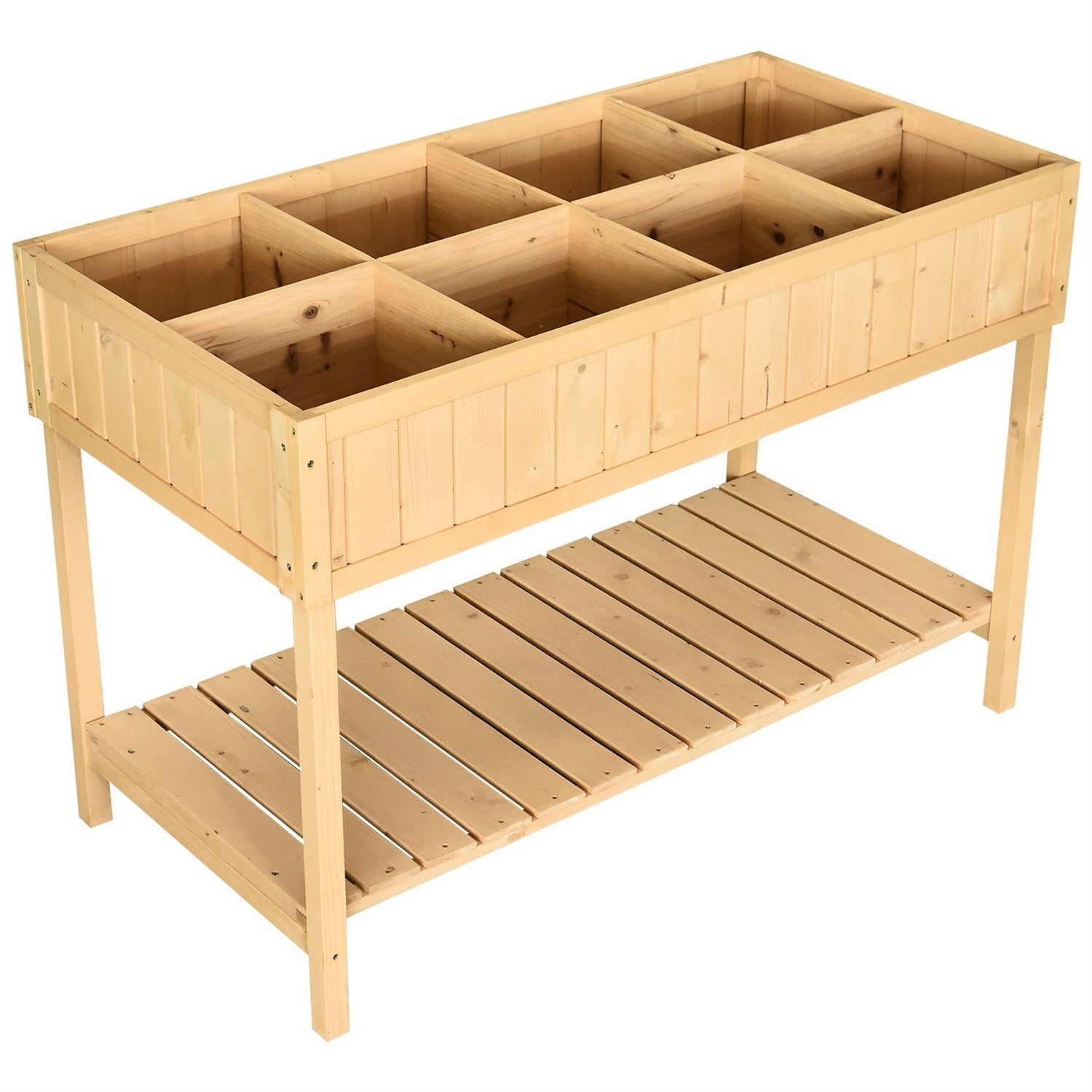 FarmHome 8 Grid Fir Wooden Raised Garden Planter Box-0