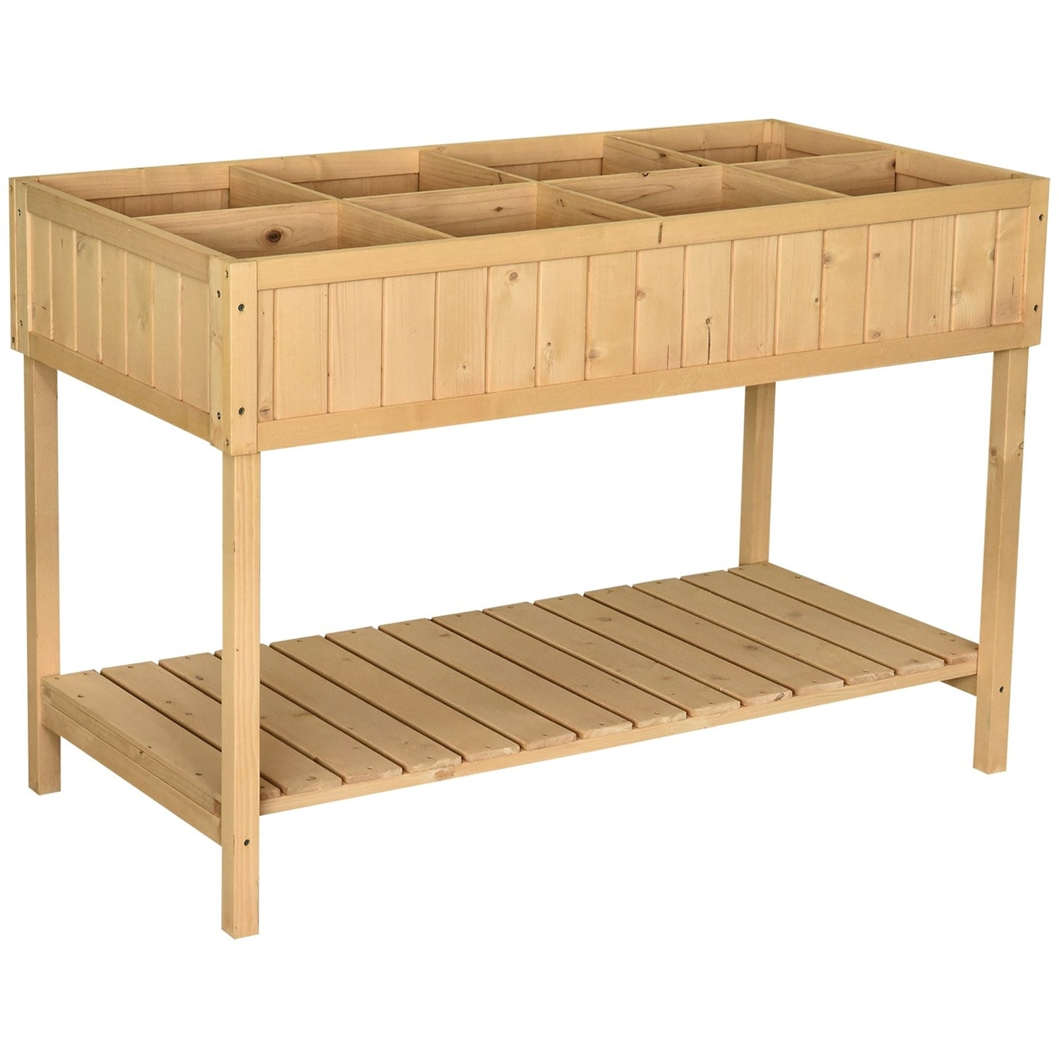 FarmHome 8 Grid Fir Wooden Raised Garden Planter Box-1