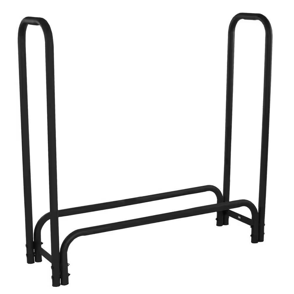 4-Ft Heavy Duty Steel Black Metal Firewood Rack - Easy to Assemble-1