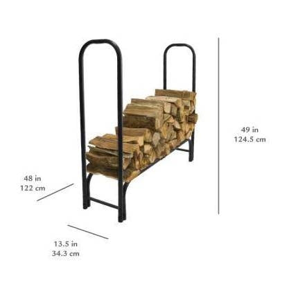 4-Ft Heavy Duty Steel Black Metal Firewood Rack - Easy to Assemble-3