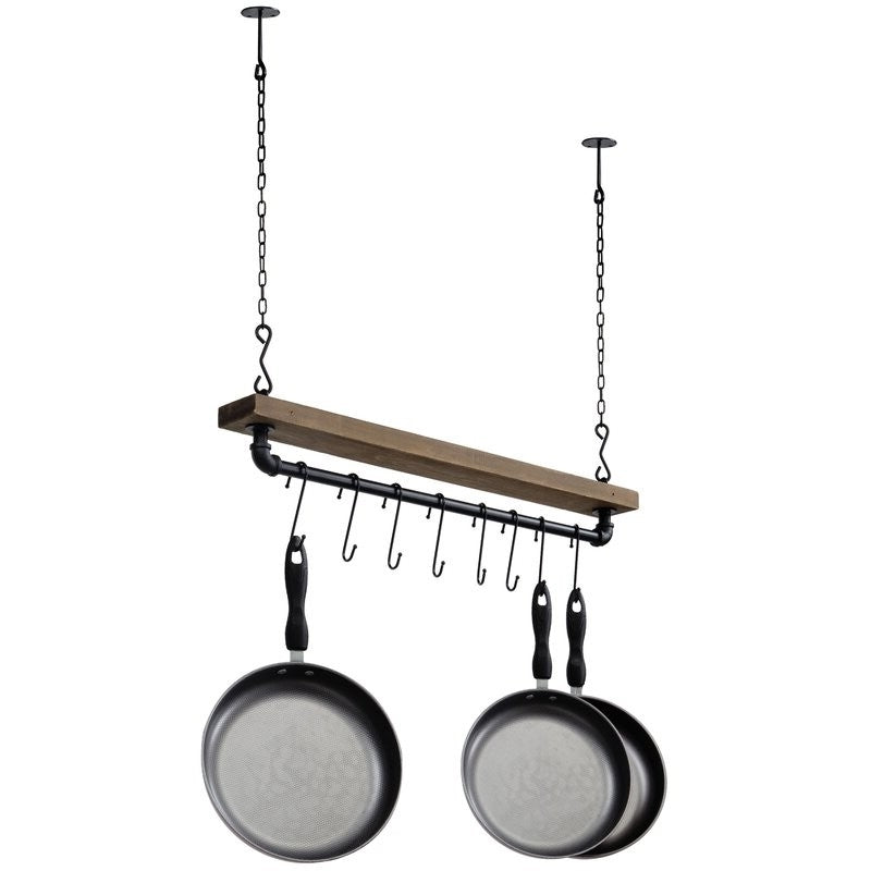 FarmHome Rustic Industrial 8 S-Hooks Ceiling Mounted Hanging Pot Rack-0