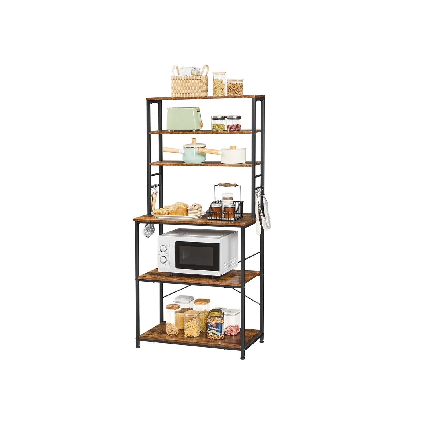 Farmhouse 6 Tier Industrial Utility Kitchen Bakers Rack Microwave Stand-0