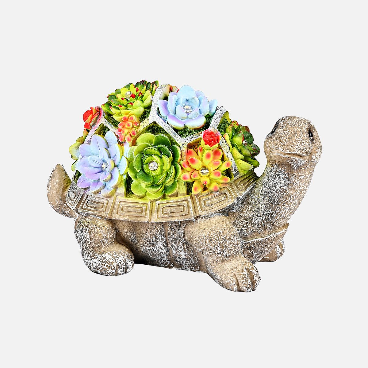Gigalumi Solar Succulent Turtle Yard Statue Set (1 Pack)-4