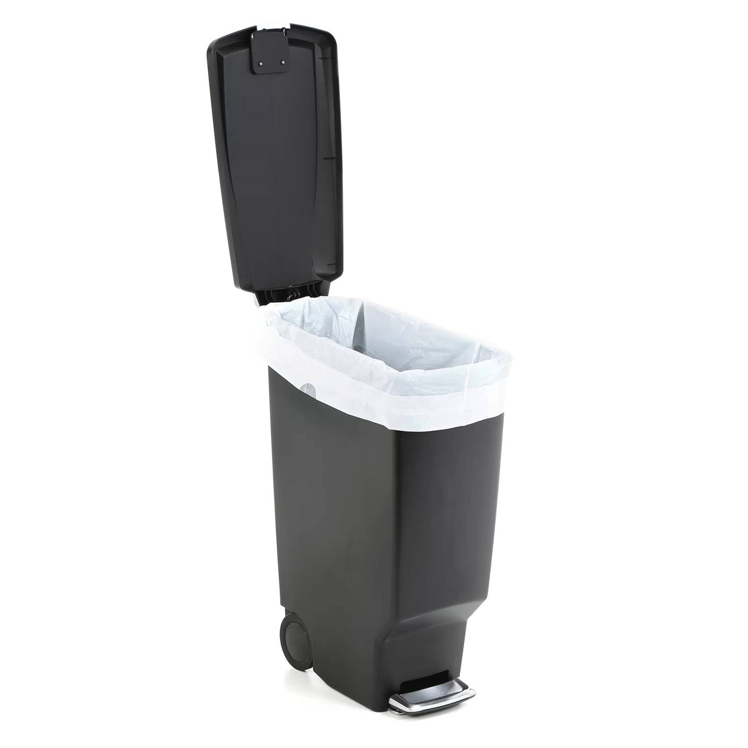 Black 10-Gallon Narrow Kitchen Trash Can with Easy Step-on Lid-4