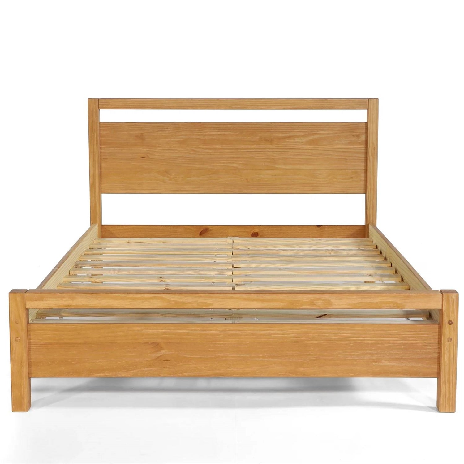 Full size Farmhouse Solid Wood Platform Bed Frame with Headboard Footboard-3