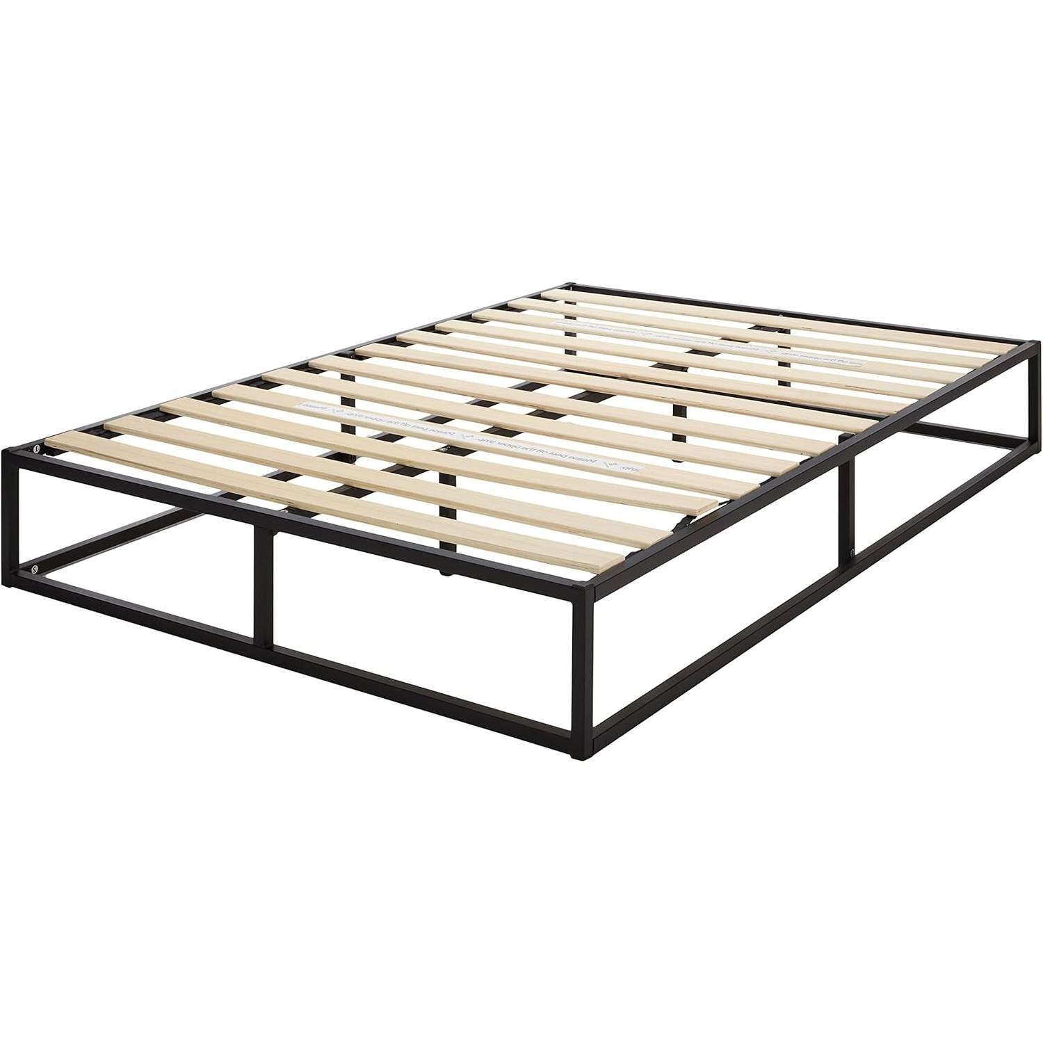 Full size 10-inch Low Profile Modern Metal Wood Slat Platform Bed Frame-0