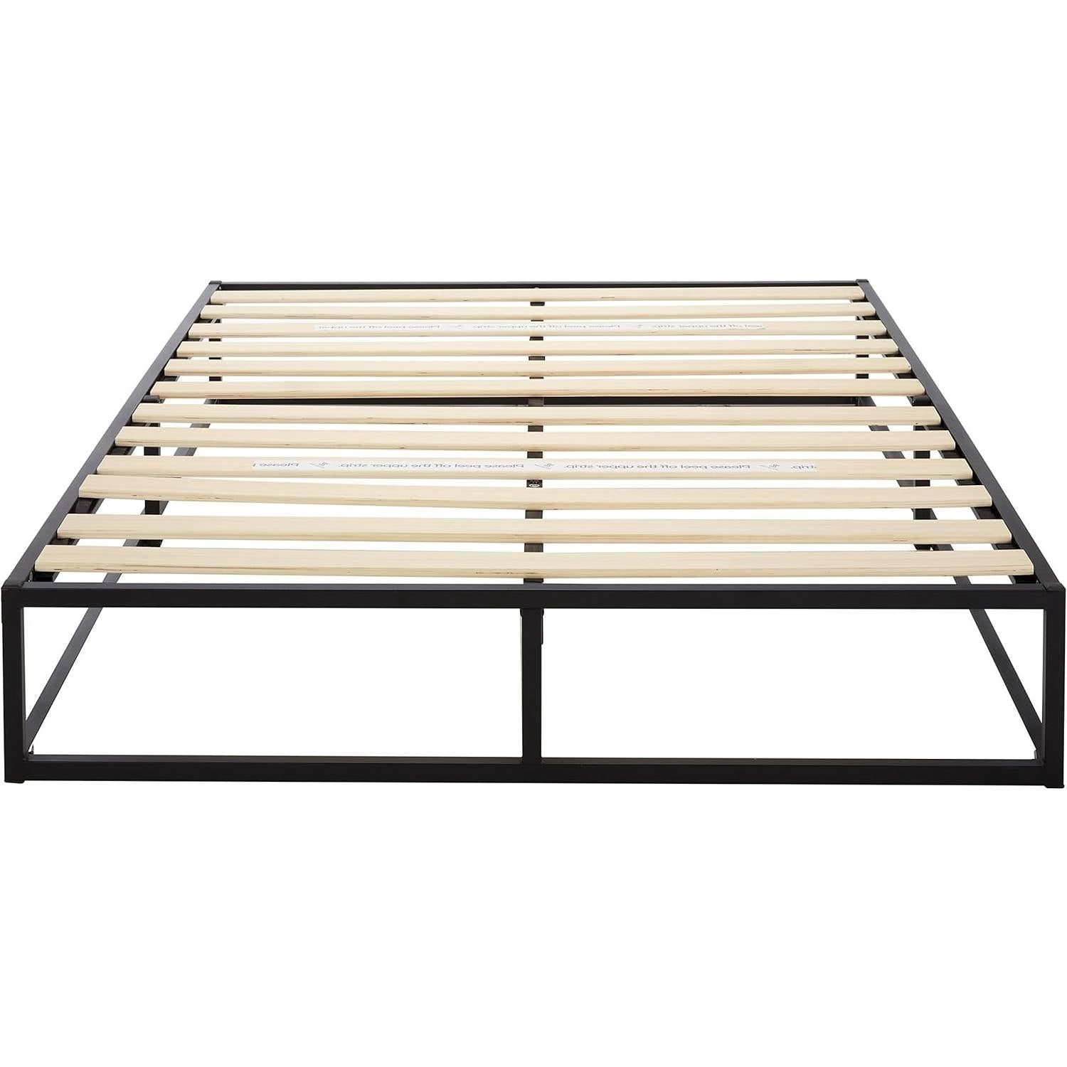 Full size 10-inch Low Profile Modern Metal Wood Slat Platform Bed Frame-1