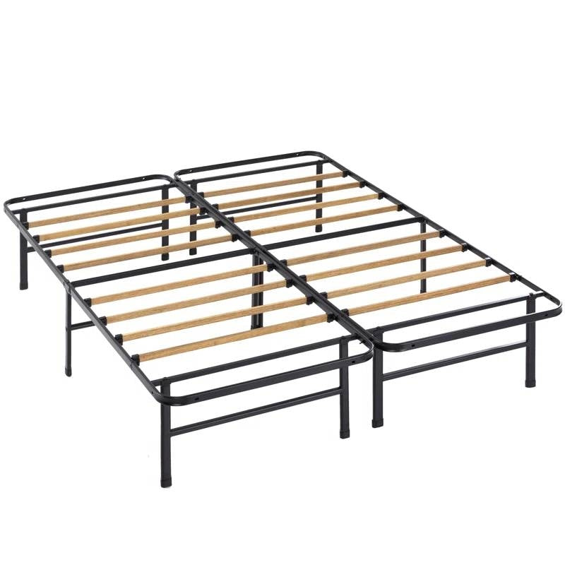 Full size Metal Bed Frame with Bamboo Wood Slats-1