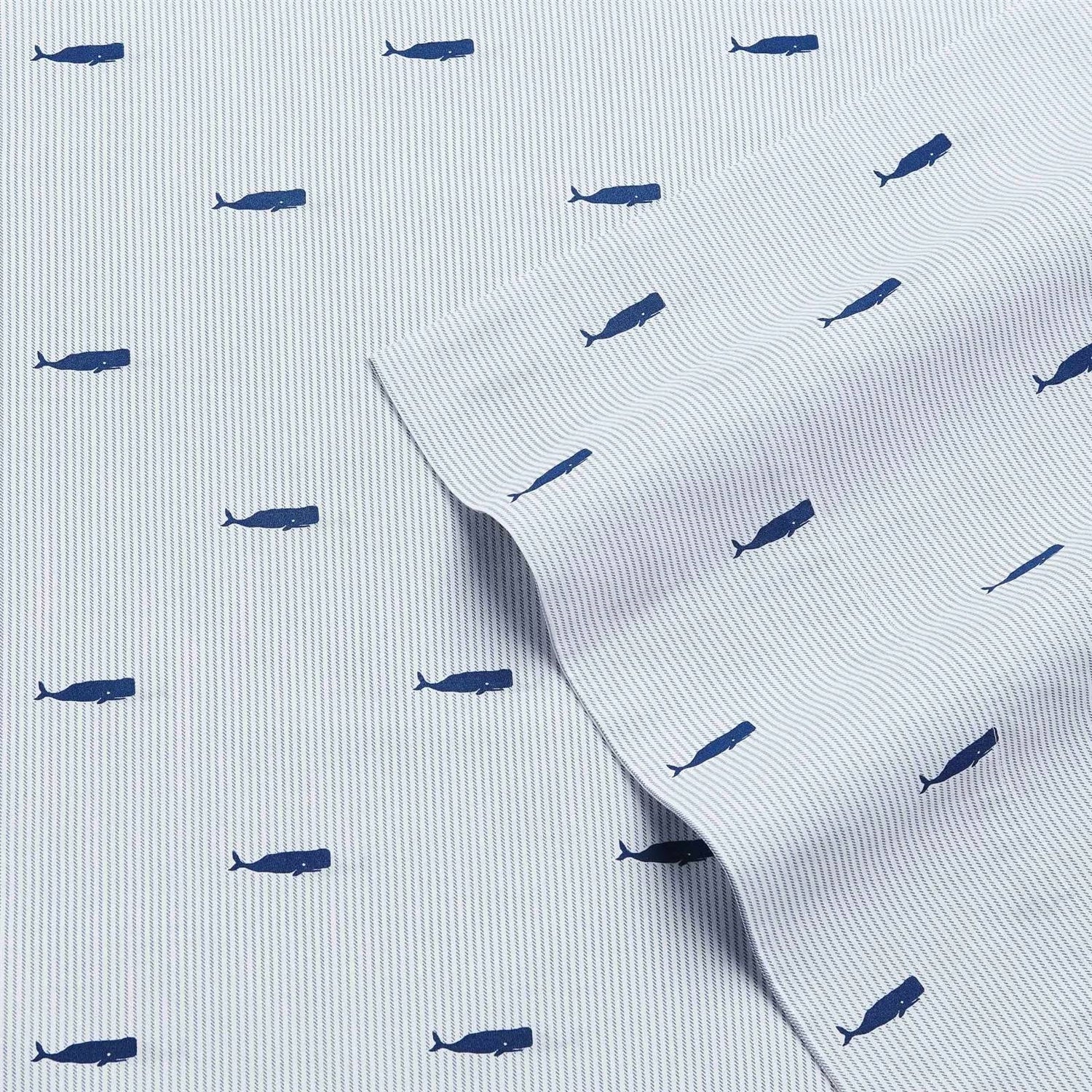 Full size Coastal Beach 100-Percent Cotton Navy Blue White Stripe Sheet Set-1