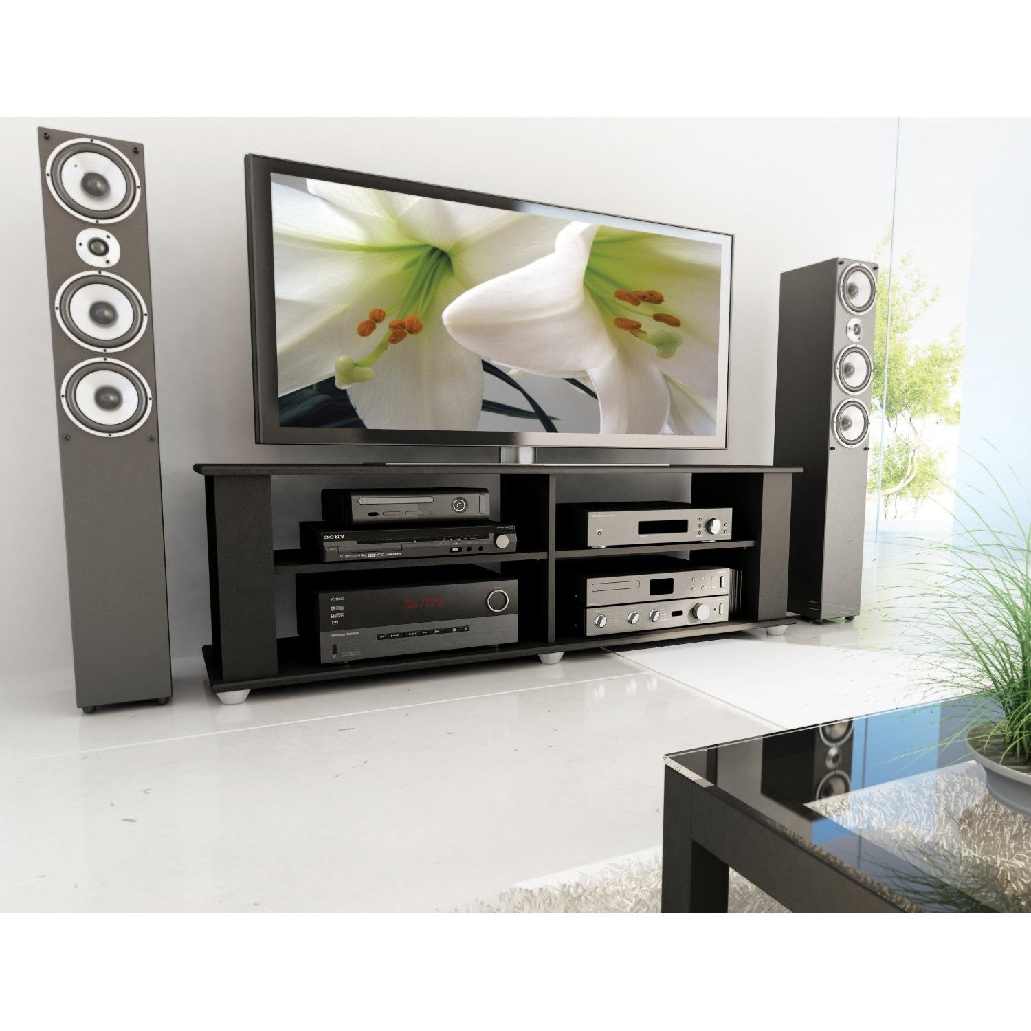 Modern Black TV Stand - Fits up to 68-inch TV-1