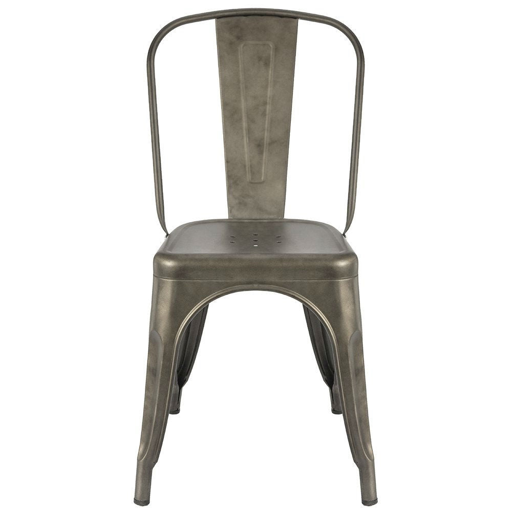 Set of 4 - Stackable Modern Cafe Bistro Dining Side Chair in Gun Metal Finish-1