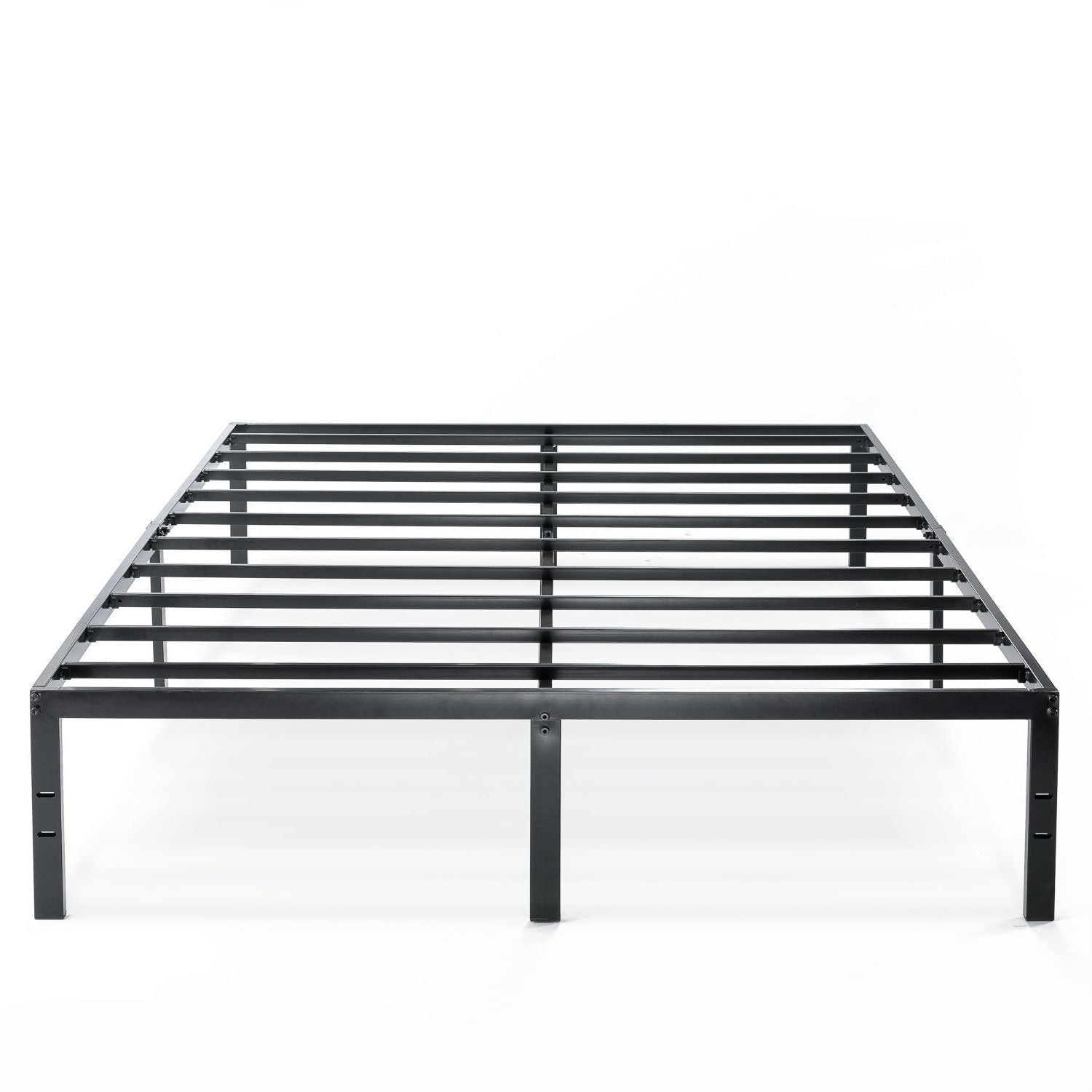 Full size Black Metal Platform Bed Frame with Headboard Attachment Slots-0