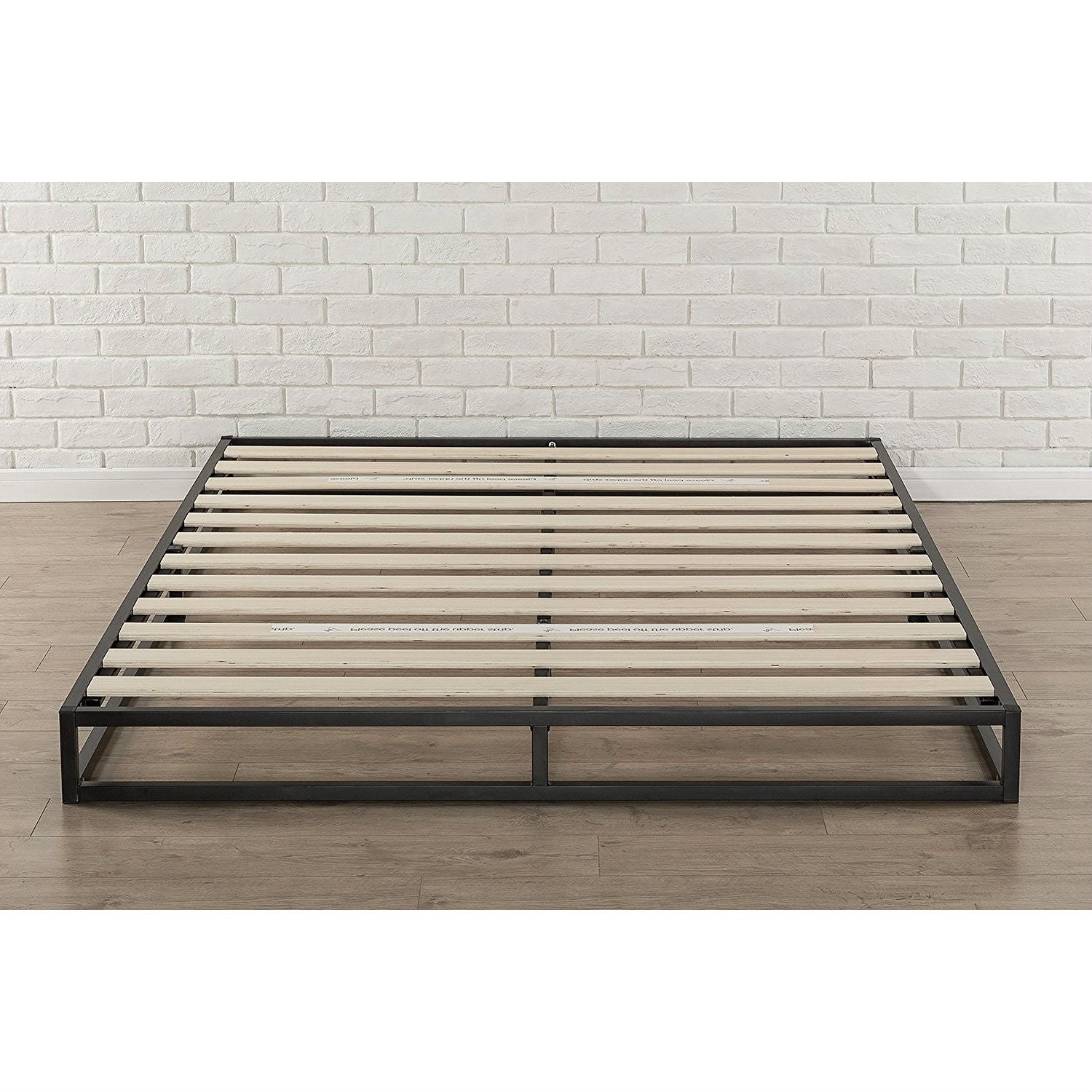 Full size 6-inch Low Profile Metal Platform Bed Frame with Wooden Slats-0